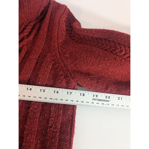 Coldwater Creek Cable Knit Cardigan Toggle buttons Wool Blend Deep Red Size L/14 - Picture 6 of 7